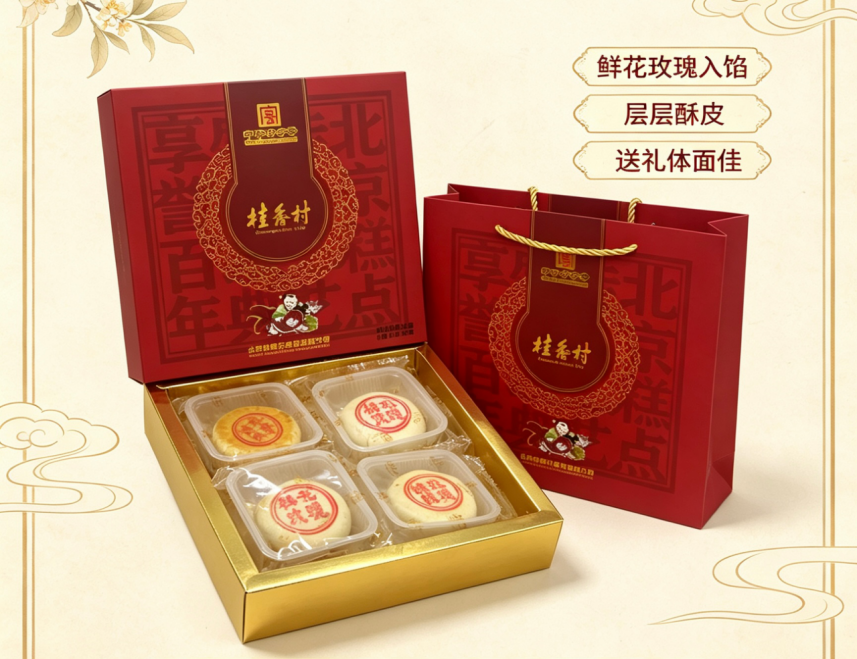 鲜花玫瑰饼礼盒